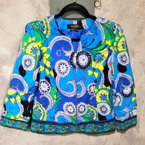 Peck & Peck Bold Paisley Print Textured Jacket Size 10